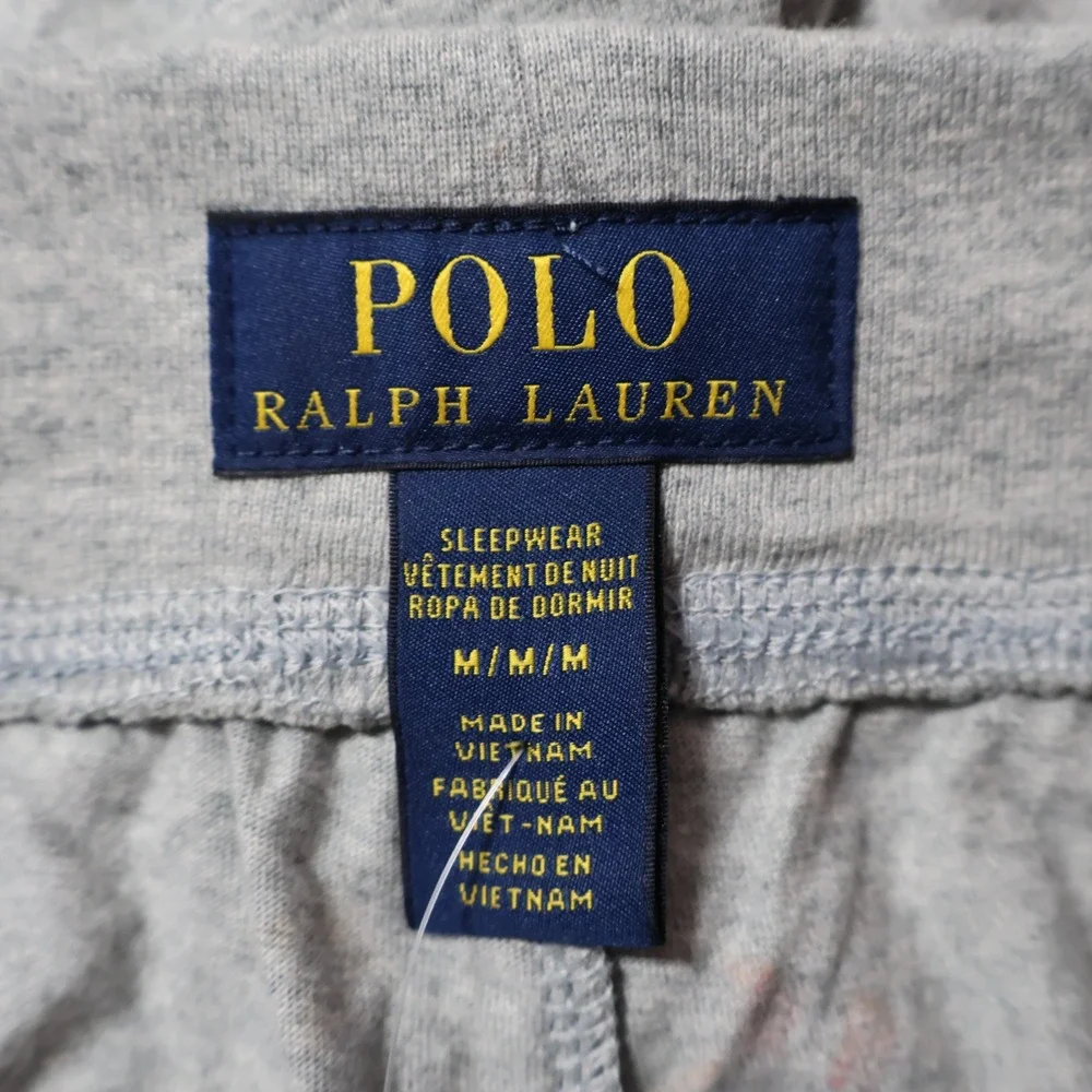 Polo Ralph Lauren Pajama Set Mens M Blue Grey Polo Bear Winter Preppy $99 NWT